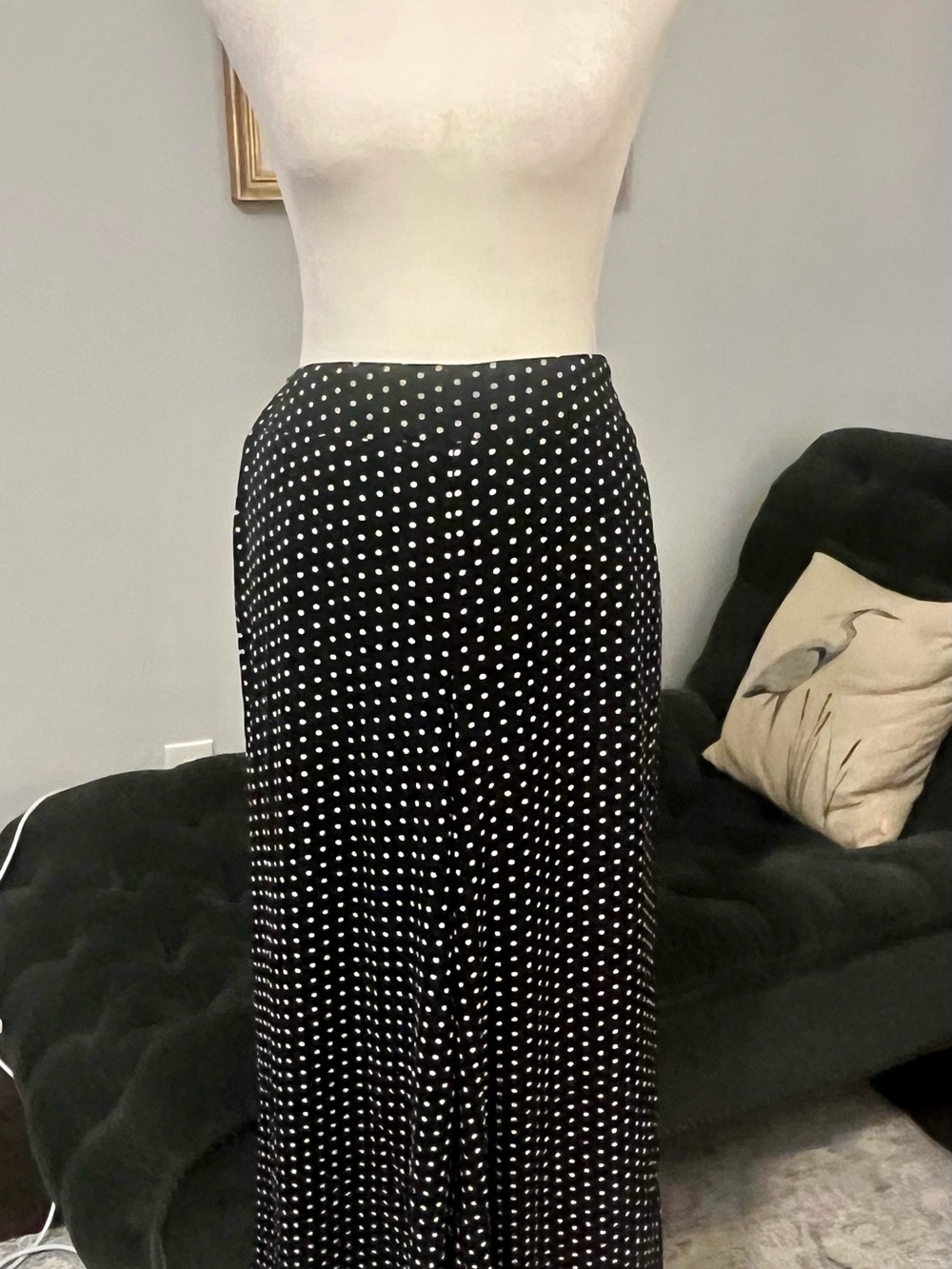 Adrianna Papell Black and White Polka Dot Wide Leg Pants